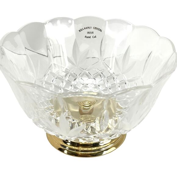 Vintage WATERFORD CRYSTAL "KILLARNEY" Footed Bowl 22 KARAT GOLD Finish 7" - Picture 2 of 8